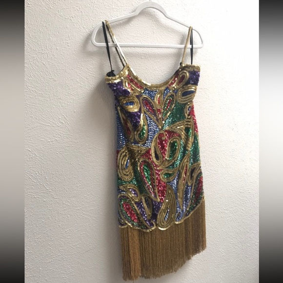 Retro Vintage Sparkly Midi Party Dress - 80s/90s Glam - Picture 4 of 10